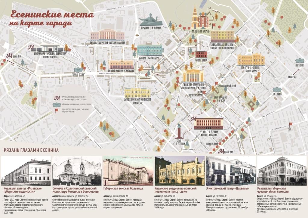 «Есенинские места на карте города Рязани»