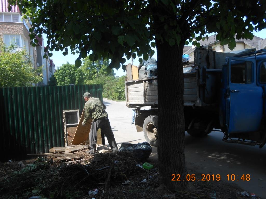 Организована санитарная уборка зеленой зоны вокруг контейнерной площадки у дома 12 по улице Новослободская 22.05.2019