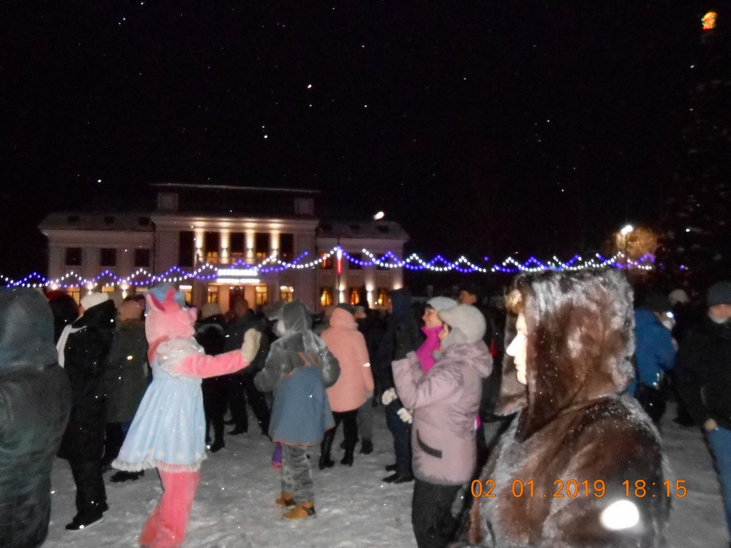 На площади Монастырской в поселке Солотча встретили 2019 год  09.01.2019