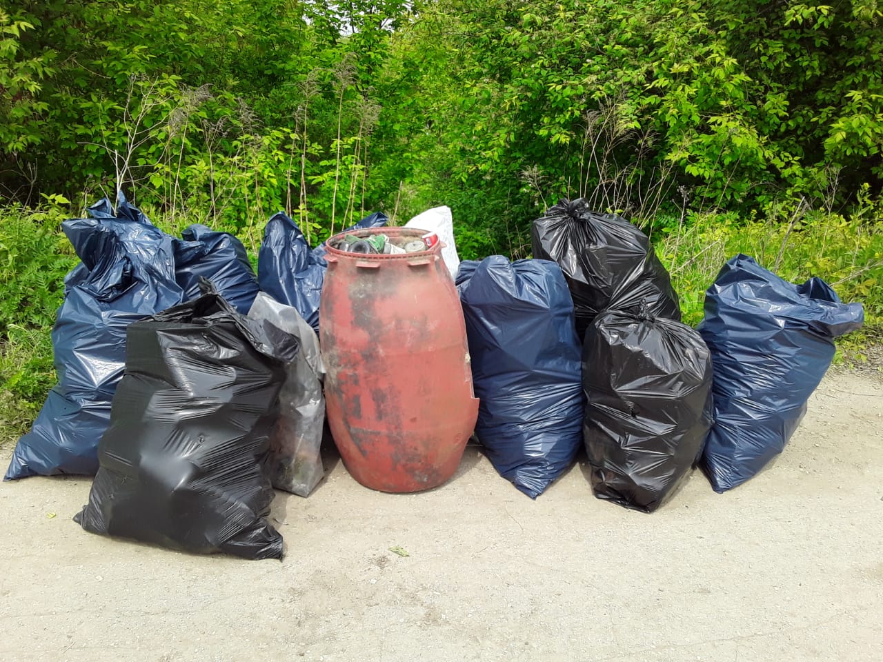 Уборка берега реки Оки волонтерами 25.05.2020