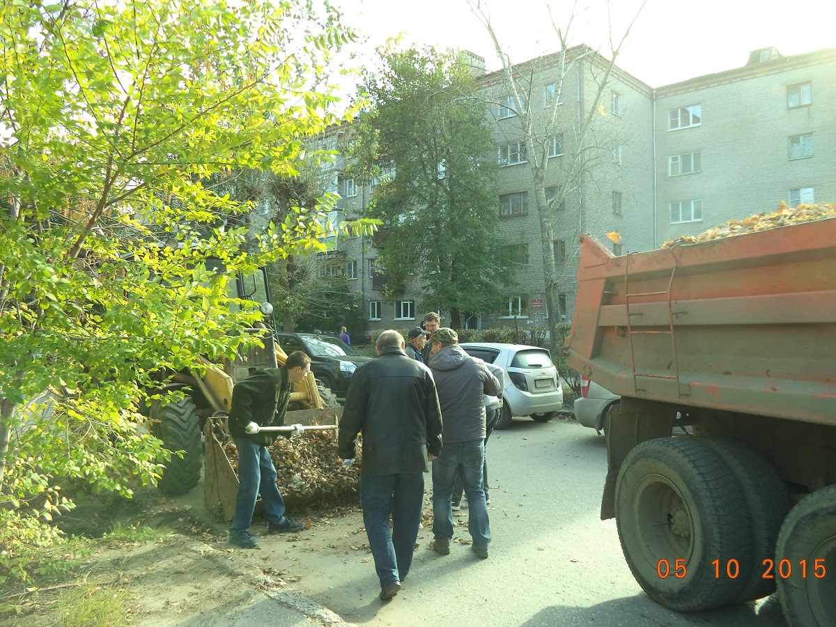 На улице Карла Маркса произведена уборка листвы 06.10.2015