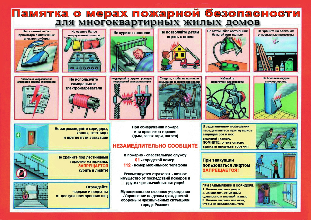 Информация о правилах пожарной безопасности в многоквартирных домах на территории города Рязани 10.06.2016