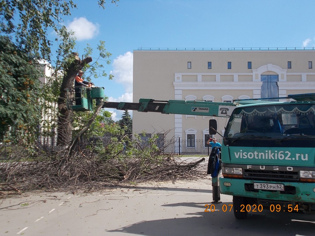 Организованы работы по опиловке деревьев возле школы № 6 20.07.2020