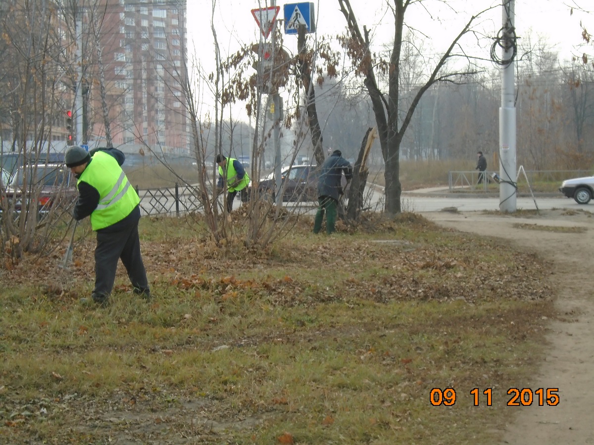 В Московском районе продолжаются работы по санитарной уборке территорий 09.11.2015